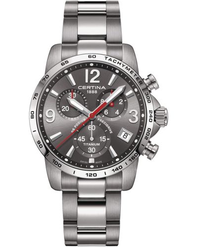 Certina Swiss Chronograph Ds Podium Titanium Bracelet Watch 41mm - Gray