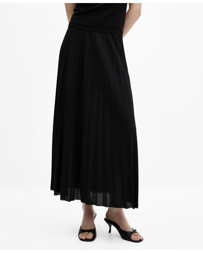 Mango Pleated Long Skirt - Black