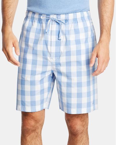 Nautica Cotton Plaid Pajama Shorts - Blue