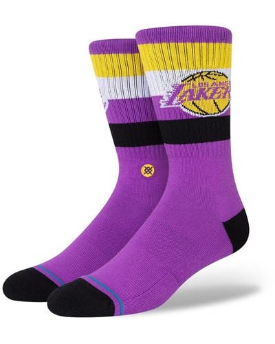 Stance Los Angeles Lakers Stripe Crew Socks - Purple
