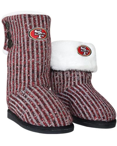 FOCO San Francisco 49ers Color Blend Button Boots - Red