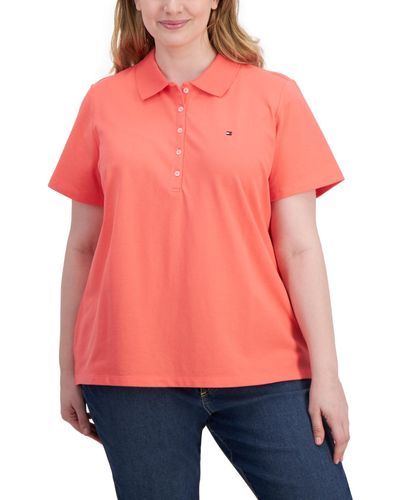 Tommy Hilfiger Plus Size Short-sleeve Polo Shirt - Red