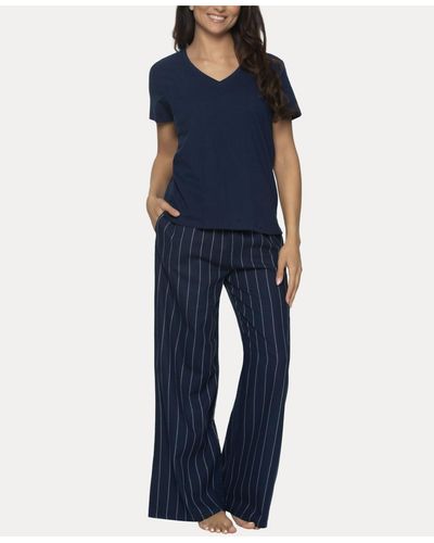 Felina Mirielle 2 Pc. Short Sleeve Pajama Set - Blue