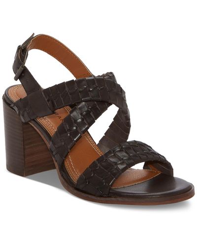 Lucky Brand Dabene Woven Strappy Slingback Block-heel Sandals - Brown