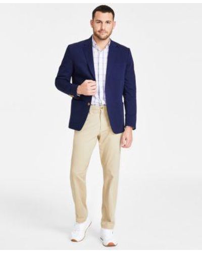 Club Room Unstructured Blazer Quincy Plaid Shirt Four Way Stretch Pants Created For Macys - Blue