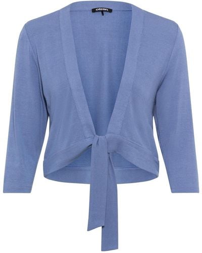 Olsen 3/4 Sleeve Tie Waist Cropped Cardigan - Blue