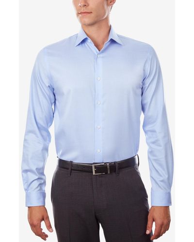 Michael Kors Men's Regular Fit Airsoft Stretch Non-iron Performance Solid Dress Shirt - Blue