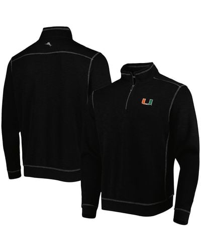 Tommy Bahama Miami Hurricanes Sport Tobago Bay Tri-blend Mock Neck Half-zip Jacket - Black