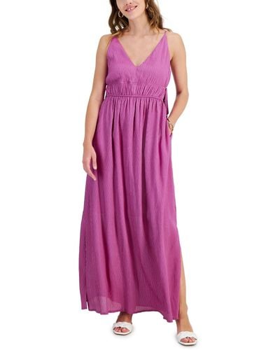 Taylor V-neck Side-slit Maxi Dress - Purple