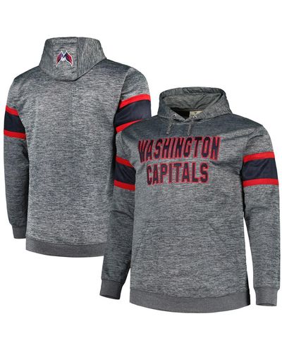 Profile Washington Capitals Big And Tall Stripe Pullover Hoodie - Gray