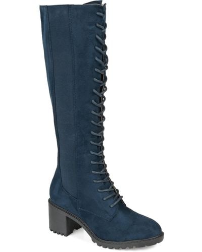 Journee Collection Jenicca Wide Calf Lace Up Boots - Blue