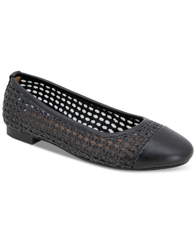 Style & Co. Maddiee Cap-toe Woven Ballet Flats - Black