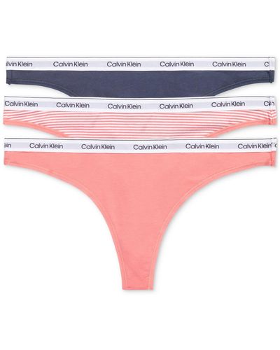 Calvin Klein 3-pk. Modern Logo Low-rise Thong Underwear Qd5209 - Pink