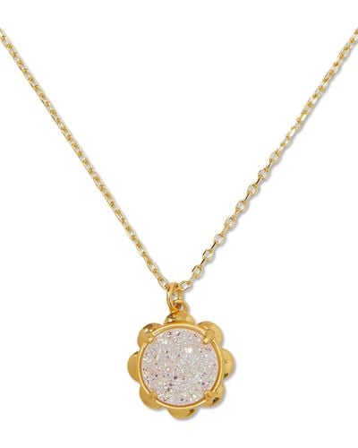 Kate Spade Gold-tone Stone Flower Pendant Necklace - Metallic