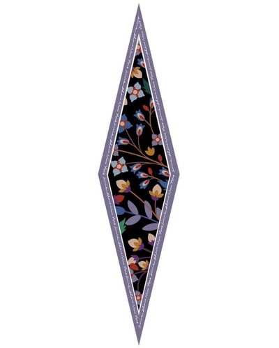 Jessie Zhao New York Silk Diamond Scarf Of Purple Garden - White