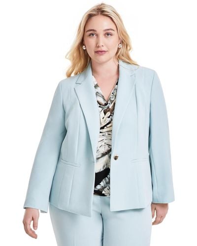 Kasper Plus Size One-button Blazer - Blue