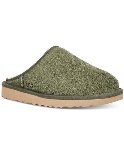 UGG Classic Slip On shaggy Suede Slippers - Green