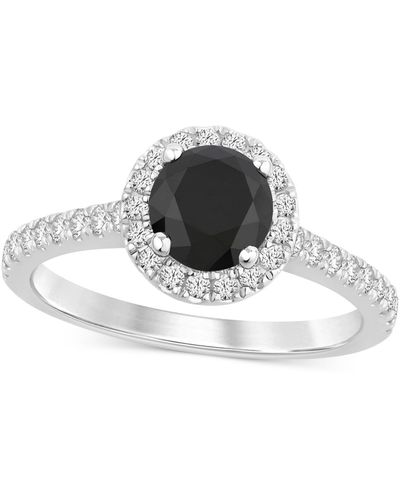 Macy's Black & White Diamond Halo Engagement Ring (1-3/8 Ct. T.w.