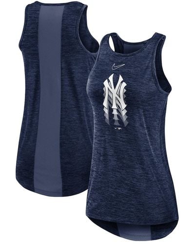 Nike New York Yankees Logo Fade High Neck Performance Tank Top - Blue