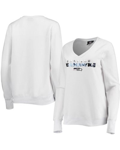 Cuce Seattle Seahawks Victory V-neck Pullover Sweatshirt - White