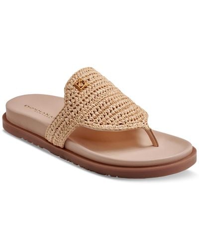 Donna Karan Hira Slip-on Woven Thong Sandals - Brown