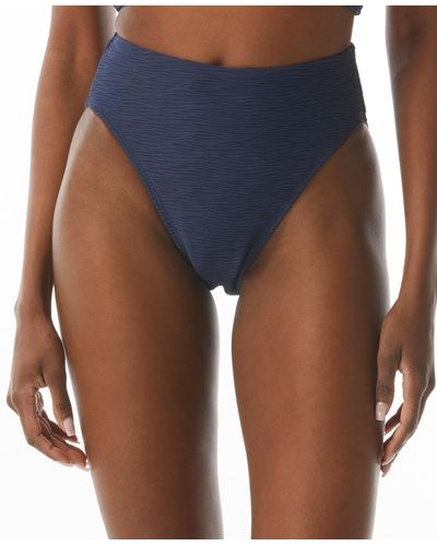 Carmen Marc Valvo Textured High-waisted Bikini Bottoms - Blue