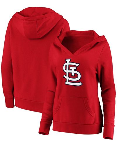 Fanatics St. Louis Cardinals Official Logo Crossover V-neck Pullover Hoodie - Red