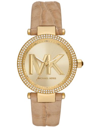 Michael Kors Mk4725 - Parker Three-hand Leather Watch - Metallic
