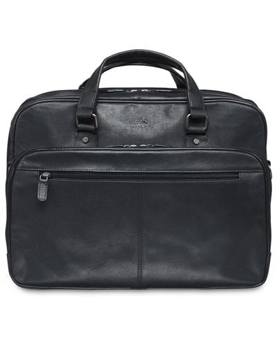 Mancini Buffalo Collection Expandable Double Compartment Laptop/ Tablet Briefcase - Black