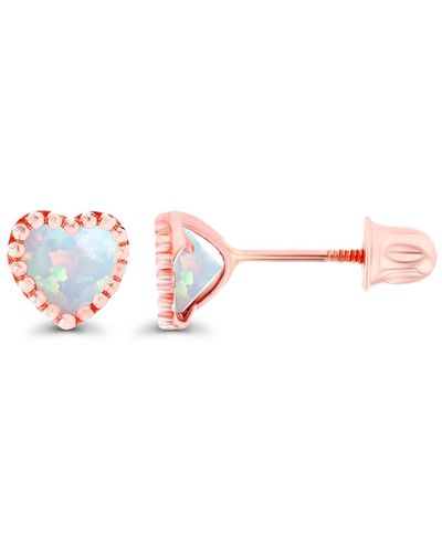 Macy's Created White Opal Heart Screwback Earrings - Pink
