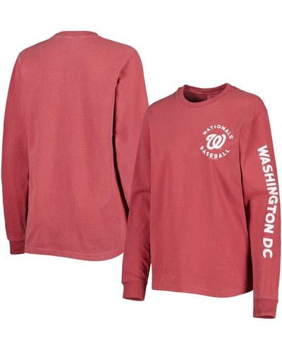 Soft As A Grape Washington Nationals Team Pigment Dye Long Sleeve T-shirt - Red