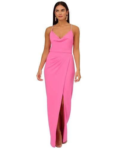 Adrianna Papell Cowlneck Sleeveless Gown - Pink