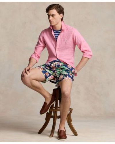 Polo Ralph Lauren Linen Shirt Jersey T Shirt Swim Trunks Loafers - Pink