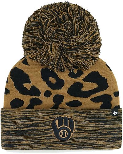 '47 Milwaukee Brewers Leopard Rosette Cuffed Knit Hat - Green