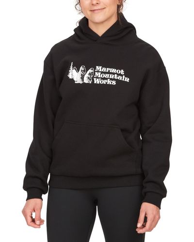 Marmot Mmw Logo-print Ribbed-trim Hoodie - Black