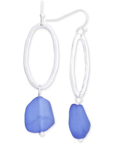 Style & Co. Open Oval & Color Stone Drop Earrings - White