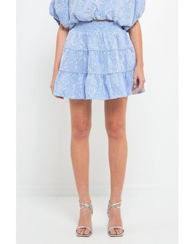 Endless Rose Sequins Mini Skirt - Blue