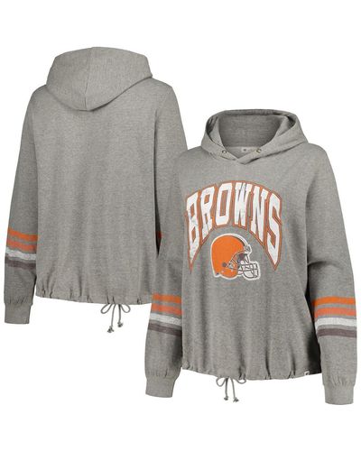 '47 Distressed Cleveland Browns Plus Size Upland Bennett Pullover Hoodie - Gray