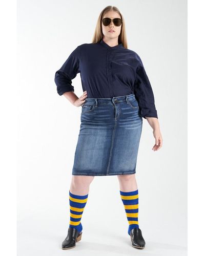 Slink Jeans Plus Size Denim Skirt - Blue