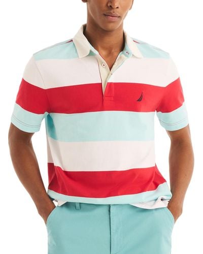 Nautica Classic-fit Stripe Rugby Polo Shirt - Red