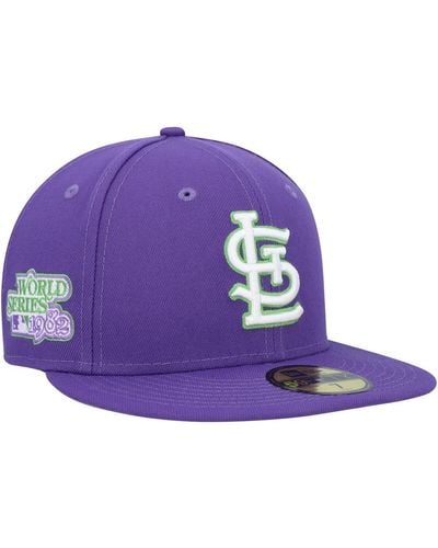 KTZ St. Louis Cardinals Lime Side Patch 59fifty Fitted Hat - Purple