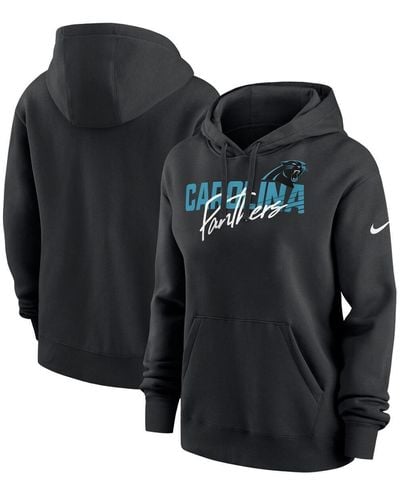 Nike Carolina Panthers Wordmark Club Fleece Pullover Hoodie - Black