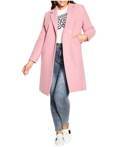 City Chic Plus Size Effortless Chic Coat - Pink