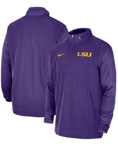 Nike Lsu Tigers 2023 Coach Half-zip Hooded Jacket - Purple