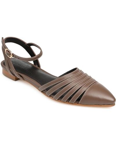 Journee Signature Dexie Pointed Toe Flats - Brown