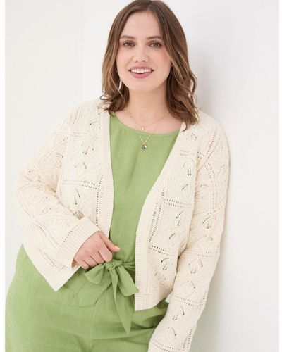 FatFace Plus Size Annabelle Patchwork Cardigan - Green