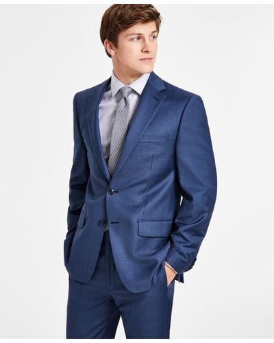 Calvin Klein Solid Classic-fit Suit Jackets - Blue