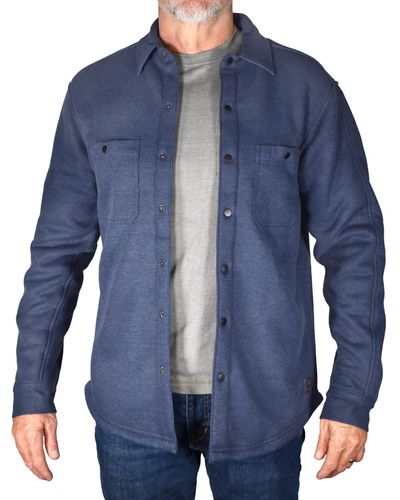 Vintage 1946 Spread-collar Ribbed Fleece-lined Shirt-jacket - Blue