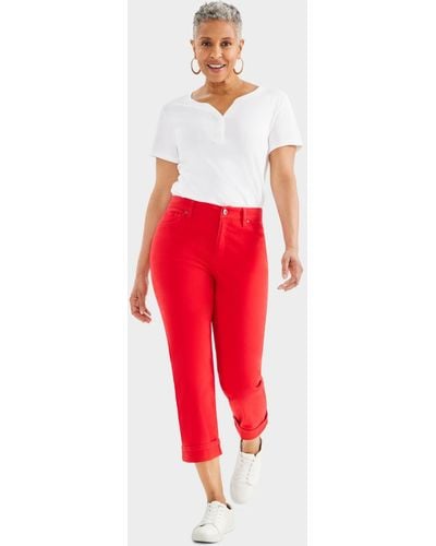 Style & Co. Mid-rise Curvy Capri Jeans - Red