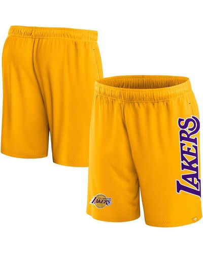 Fanatics Los Angeles Lakers Post Up Mesh Shorts - Yellow